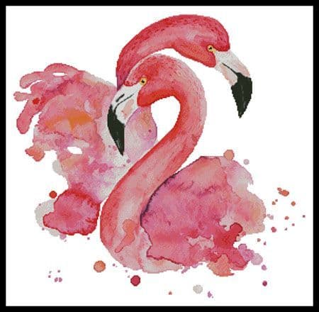Watercolour Flamingos by Artecy printed cross stitch chart